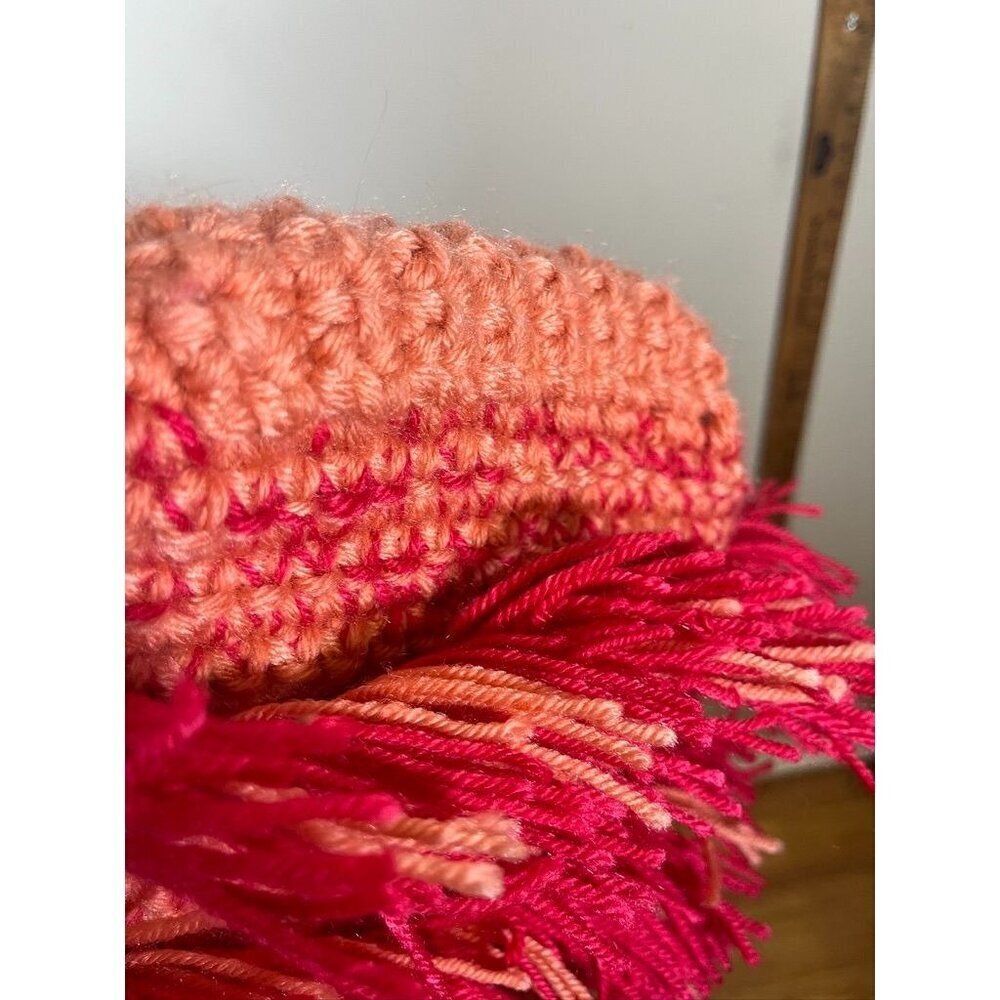 Handmade Crocheted Fringe Bag Pink S Fringe Retro Boho HIppie Indie Folk Artsy - Picture 8 of 10